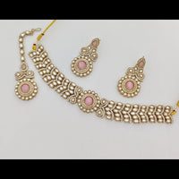 Rajwadi Collection Graceful Pota Stone And Austrian Stone Choker Necklace Set With Earrings