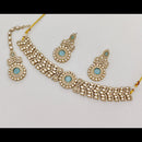 Rajwadi Collection Graceful Pota Stone And Austrian Stone Choker Necklace Set With Earrings