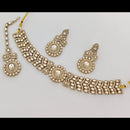 Rajwadi Collection Graceful Pota Stone And Austrian Stone Choker Necklace Set With Earrings