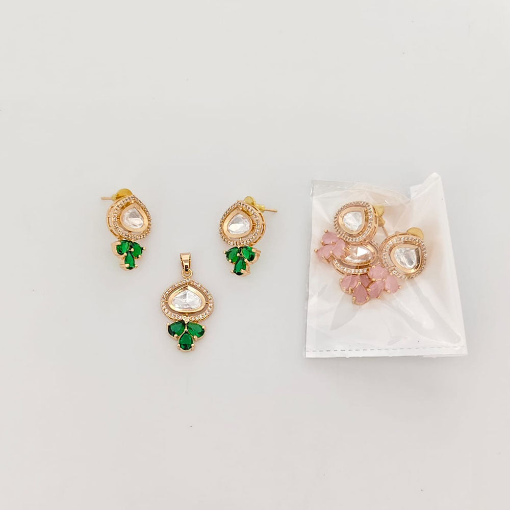 Rajwadi Collection Designer Polki Kundan Pendant Set