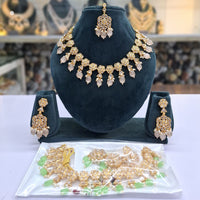 Rajwadi Collection Elegant Pota Stone And Beads Necklace Set