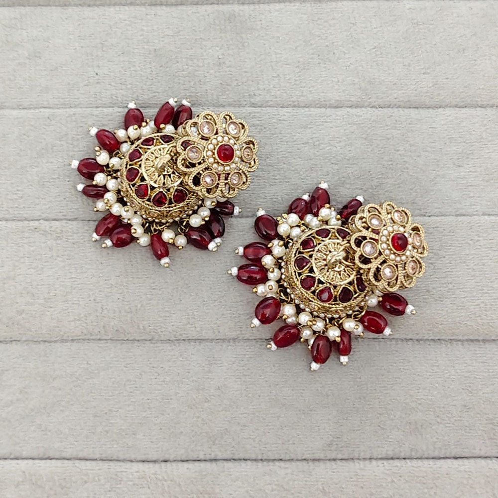 Rajwadi Collection Sparkling Crystal Stone And Beads Jhumki Earrings