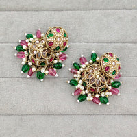 Rajwadi Collection Sparkling Crystal Stone And Beads Jhumki Earrings