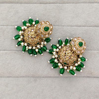 Rajwadi Collection Sparkling Crystal Stone And Beads Jhumki Earrings