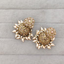 Rajwadi Collection Sparkling Crystal Stone And Beads Jhumki Earrings