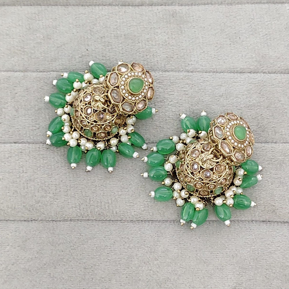 Rajwadi Collection Sparkling Crystal Stone And Beads Jhumki Earrings