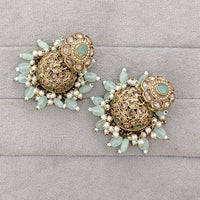 Rajwadi Collection Sparkling Crystal Stone And Beads Jhumki Earrings