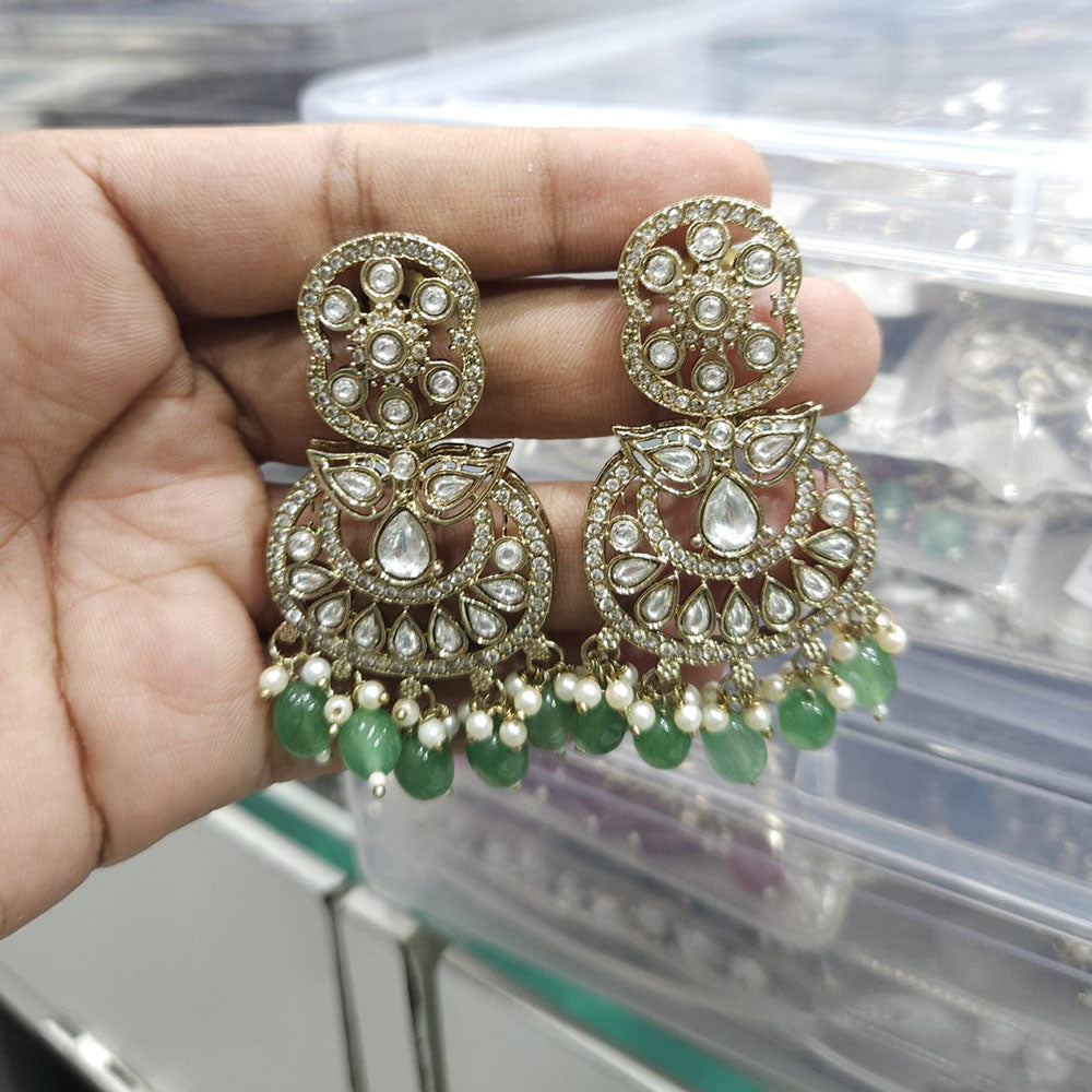 Rajwadi Collection Ethnic Pota Stone And Beads Dangler Earrings