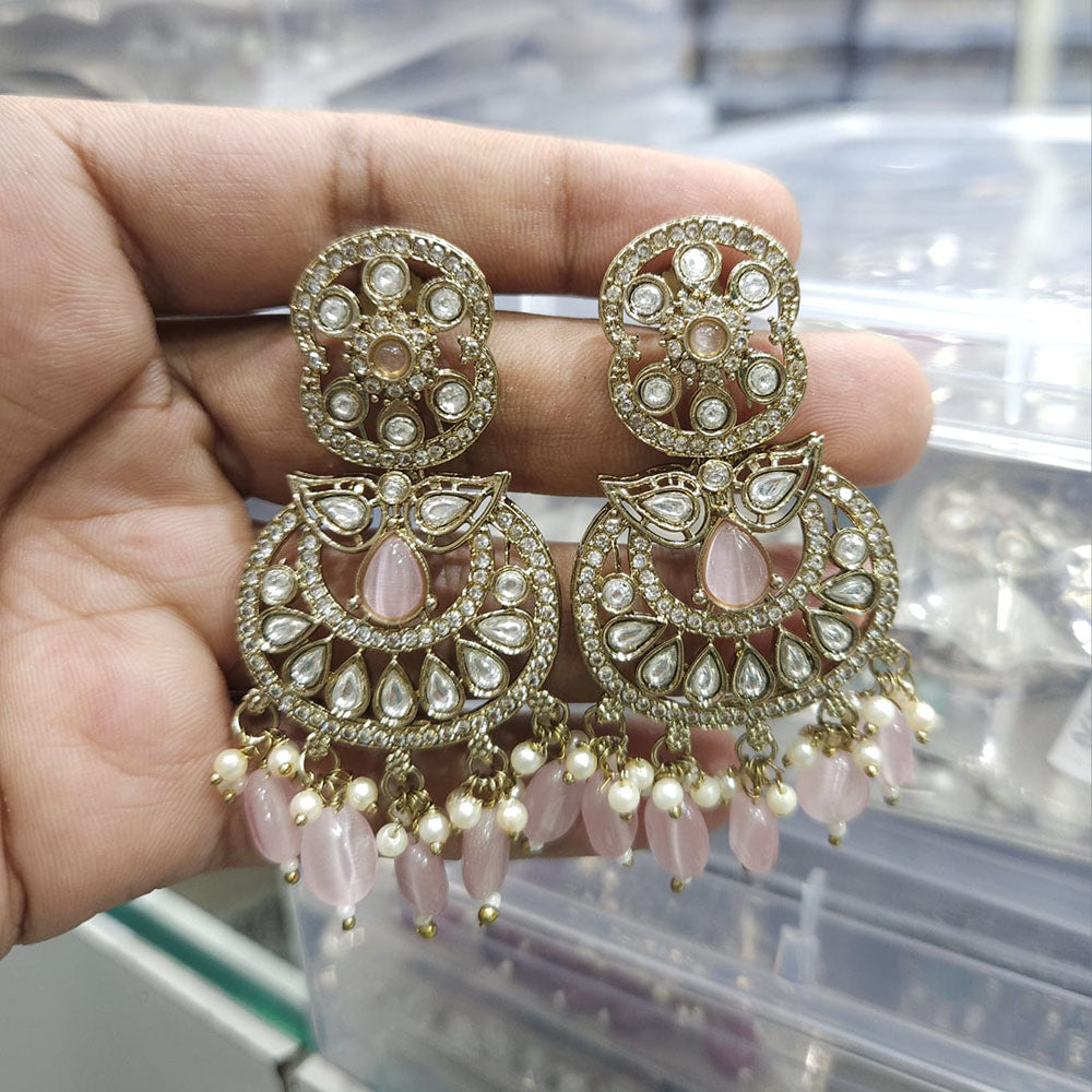 Rajwadi Collection Ethnic Pota Stone And Beads Dangler Earrings
