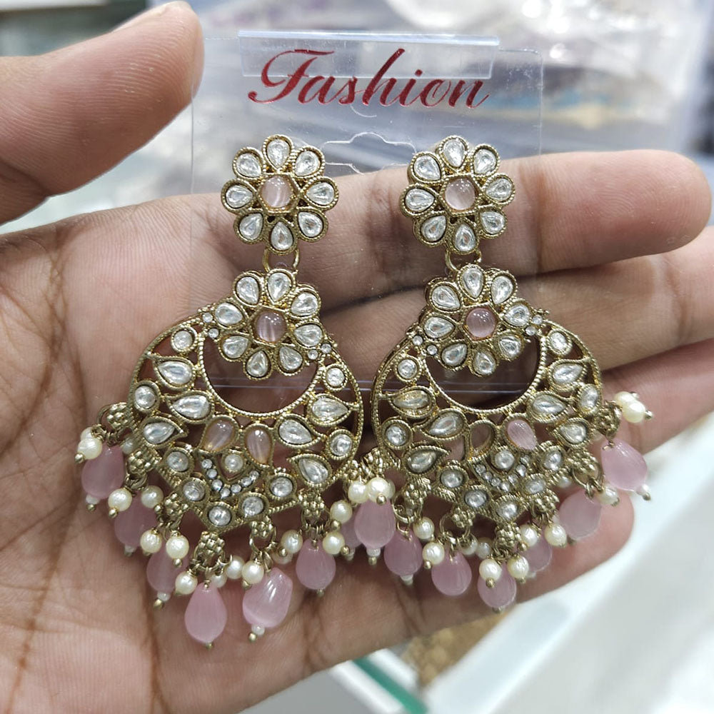 Rajwadi Collection Ethnic Pota Stone And Beads Dangler Earrings