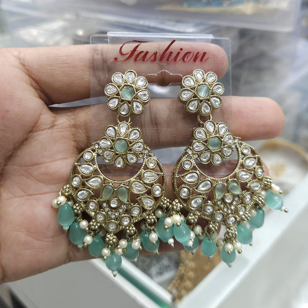 Rajwadi Collection Ethnic Pota Stone And Beads Dangler Earrings