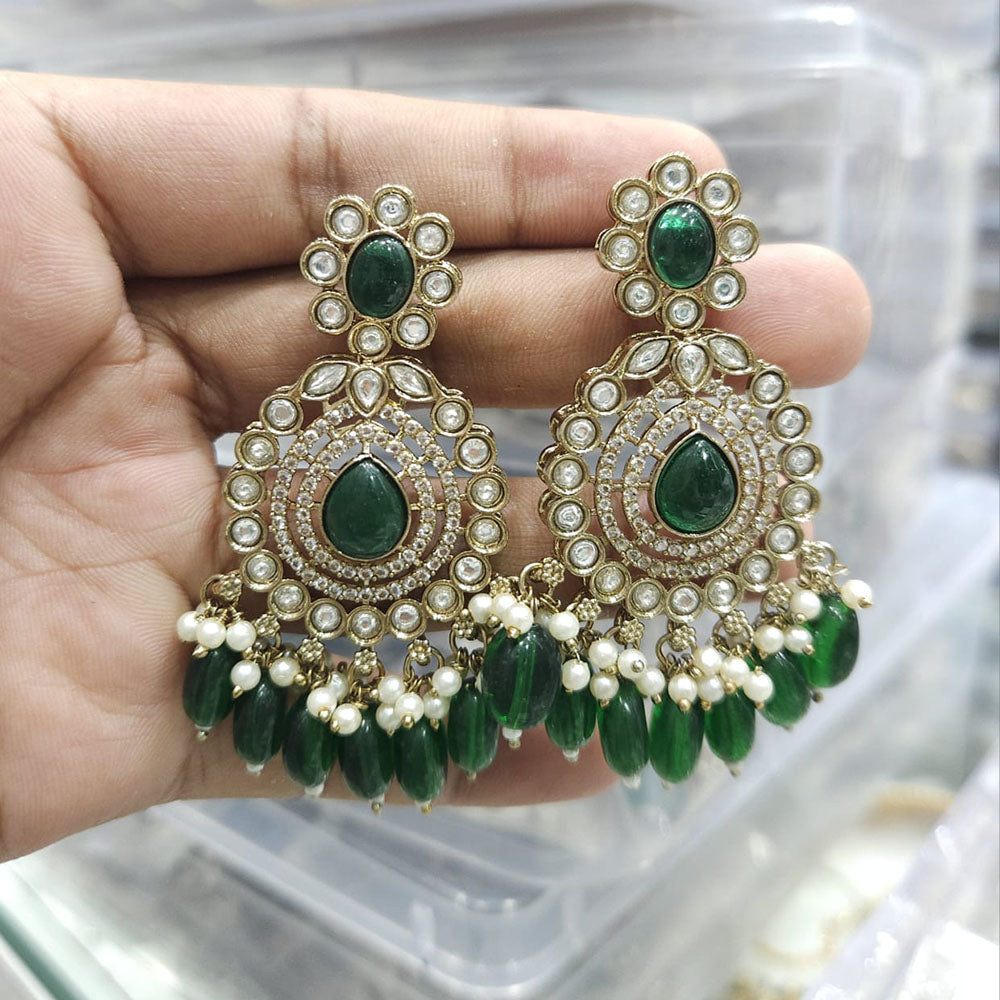 Rajwadi Collection Ethnic Pota Stone And Beads Dangler Earrings