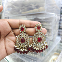 Rajwadi Collection Ethnic Pota Stone And Beads Dangler Earrings