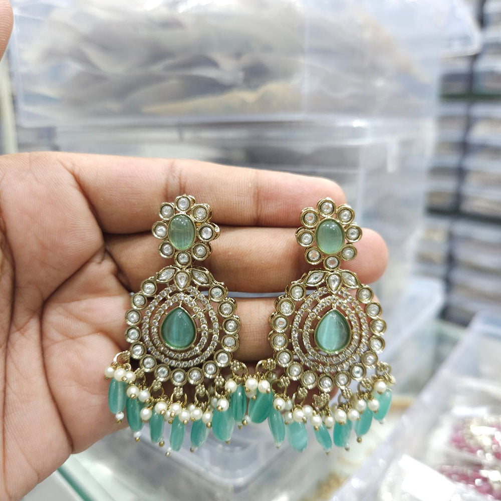 Rajwadi Collection Ethnic Pota Stone And Beads Dangler Earrings