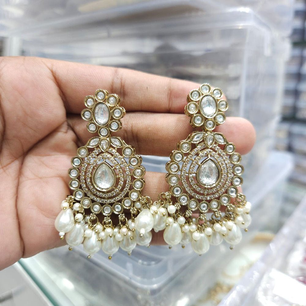 Rajwadi Collection Ethnic Pota Stone And Beads Dangler Earrings