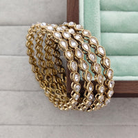 Rajwadi Collection Shimmer Crystal Stone Bangles Set