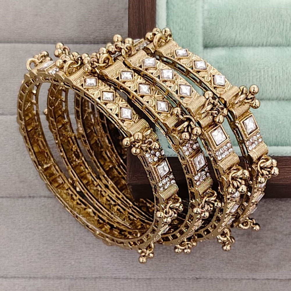 Rajwadi Collection Shimmer Crystal Stone Bangles Set