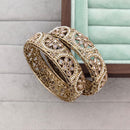 Rajwadi Collection Shimmer Crystal Stone And Pearl Bangles Set