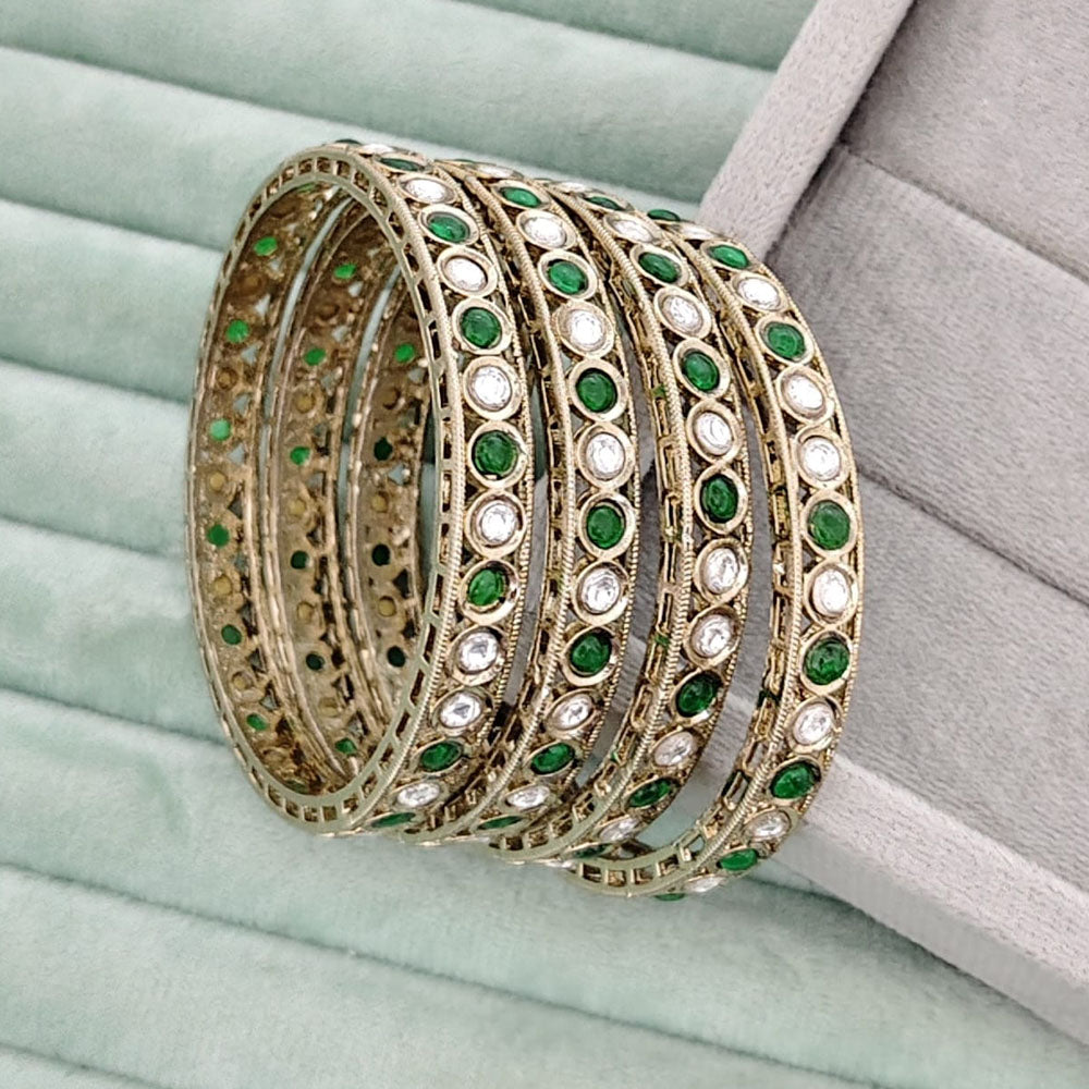 Rajwadi Collection Heritage Pota Stone Bangles Set