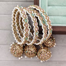Rajwadi Collection Shimmer Crystal Stone And Pearl Bangles Set
