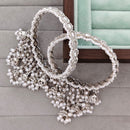 Rajwadi Collection Shimmer Crystal Stone And Pearl Bangles Set