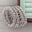 Rajwadi Collection Shimmer Crystal Stone And Pearl Bangles Set