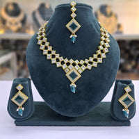Rajwadi Collection Glam Crystal Stone Beads And Pearl Traditional Necklace Set