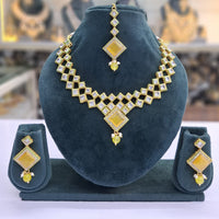 Rajwadi Collection Glam Crystal Stone Beads And Pearl Traditional Necklace Set