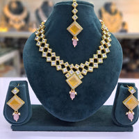 Rajwadi Collection Glam Crystal Stone Beads And Pearl Traditional Necklace Set