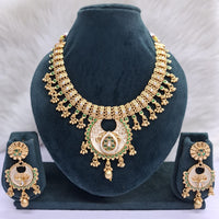 Rajwadi Collection Heritage Pota Stone And Pearl Meenakari Necklace Set
