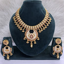 Rajwadi Collection Heritage Pota Stone And Pearl Meenakari Necklace Set