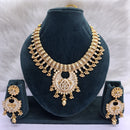Rajwadi Collection Heritage Pota Stone And Pearl Meenakari Necklace Set