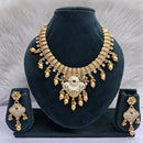 Rajwadi Collection Heritage Pota Stone And Pearl Meenakari Necklace Set