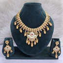 Rajwadi Collection Heritage Pota Stone And Pearl Meenakari Necklace Set