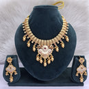 Rajwadi Collection Heritage Pota Stone And Pearl Meenakari Necklace Set