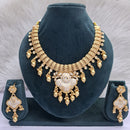 Rajwadi Collection Heritage Pota Stone And Pearl Meenakari Necklace Set