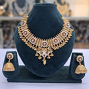 Rajwadi Collection Heritage Pota Stone And Pearl Meenakari Necklace Set