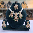 Rajwadi Collection Grand Crystal Stone Pearl And Beads Choker Necklace Set