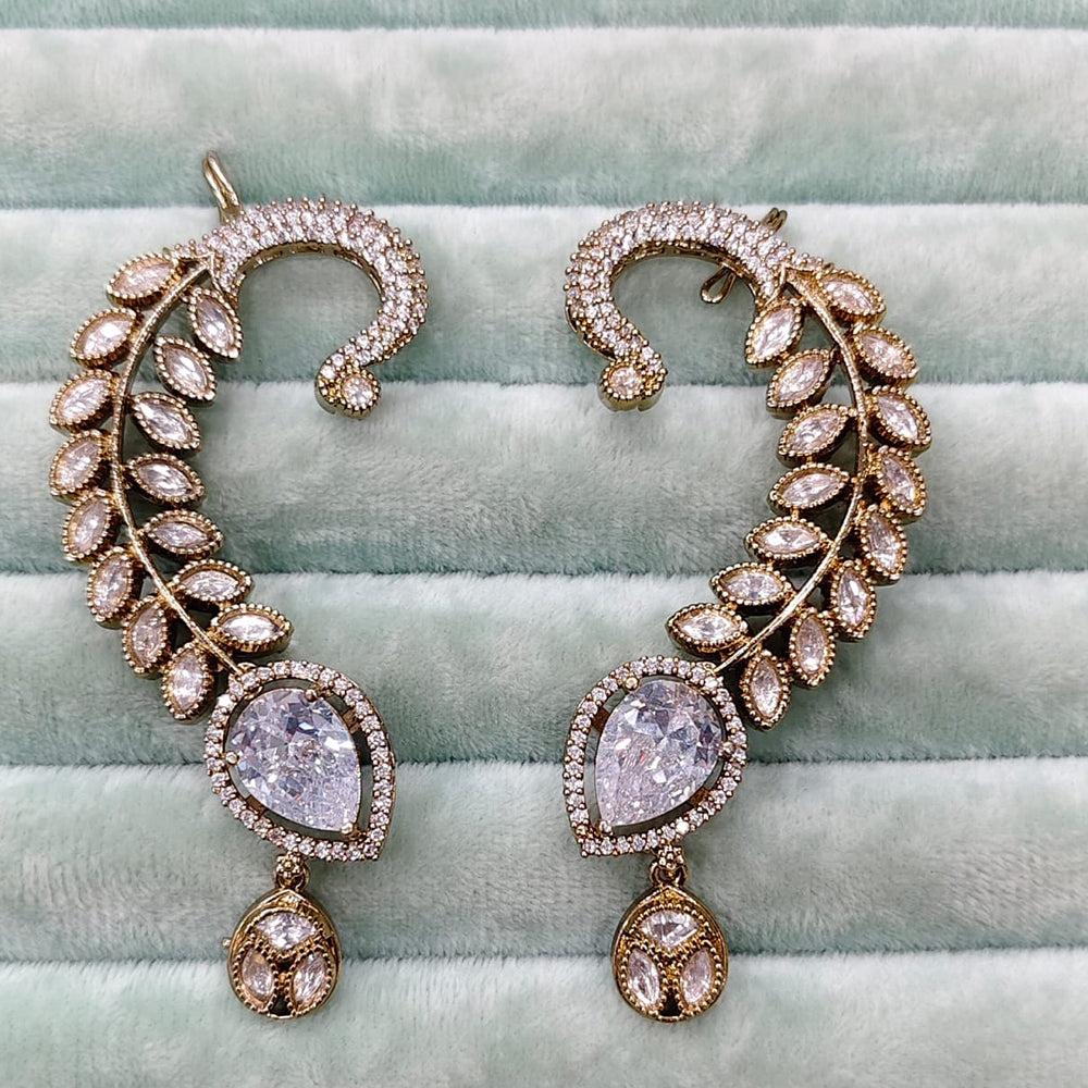 Rajwadi Collection Glamorous American Diamond (Left & Right) Ear Cuff Earrings