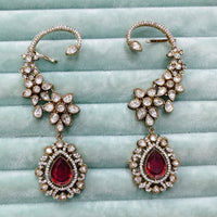 Rajwadi Collection Glamorous American Diamond (Left & Right) Ear Cuff Earrings