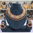 Rajwadi Collection Pota Stone Pearl And Beads Statement Necklace Set