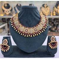 Rajwadi Collection Pota Stone Pearl And Beads Statement Necklace Set