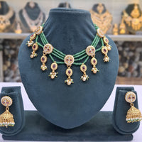 Rajwadi Collection Pota Stone Pearl And Beads Statement Necklace Set