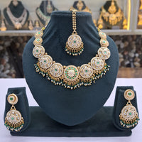 Rajwadi Collection Polki Kundan Pearl And Beads Meenakari Statement Necklace Set