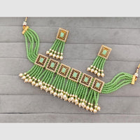 Rajwadi Collection Grand Crystal Stone Pearl And Beads Choker Necklace Set