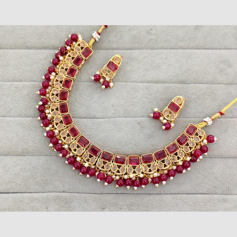 Rajwadi Collection Glam Crystal Stone Beads And Pearl Designer Necklace Set