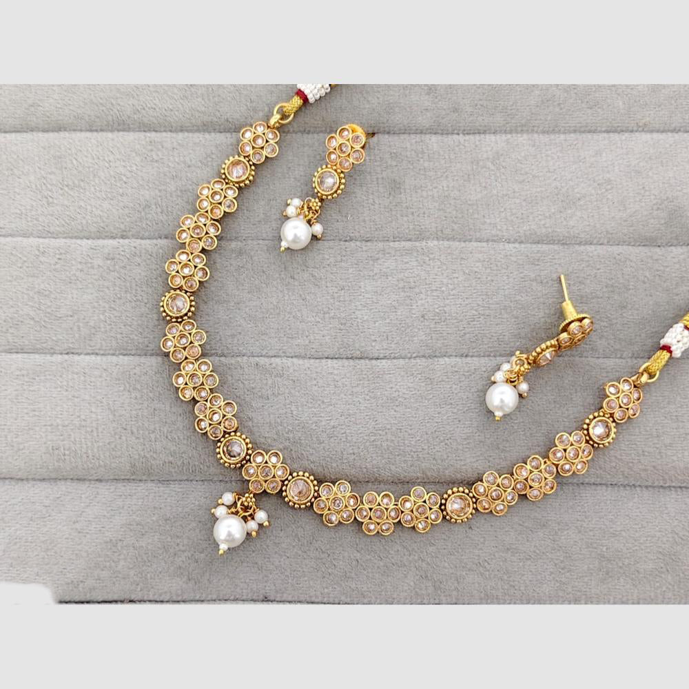 Rajwadi Collection Glam Crystal Stone Beads And Pearl Designer Necklace Set