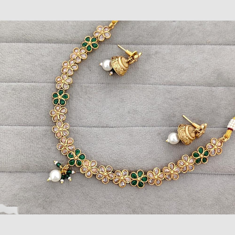 Rajwadi Collection Glam Crystal Stone Beads And Pearl Designer Necklace Set