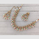 Rajwadi Collection Glam Crystal Stone Beads And Pearl Designer Necklace Set