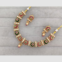 Rajwadi Collection Glam Pota Stone Beads And Pearl Designer Necklace Set